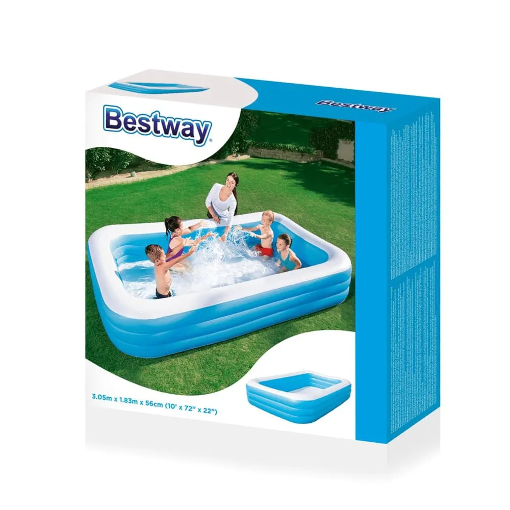 Bestway Uppblåsbar Pool 305x183x56 Cm unisex, Blue / white, 305 x 183 x 56cm