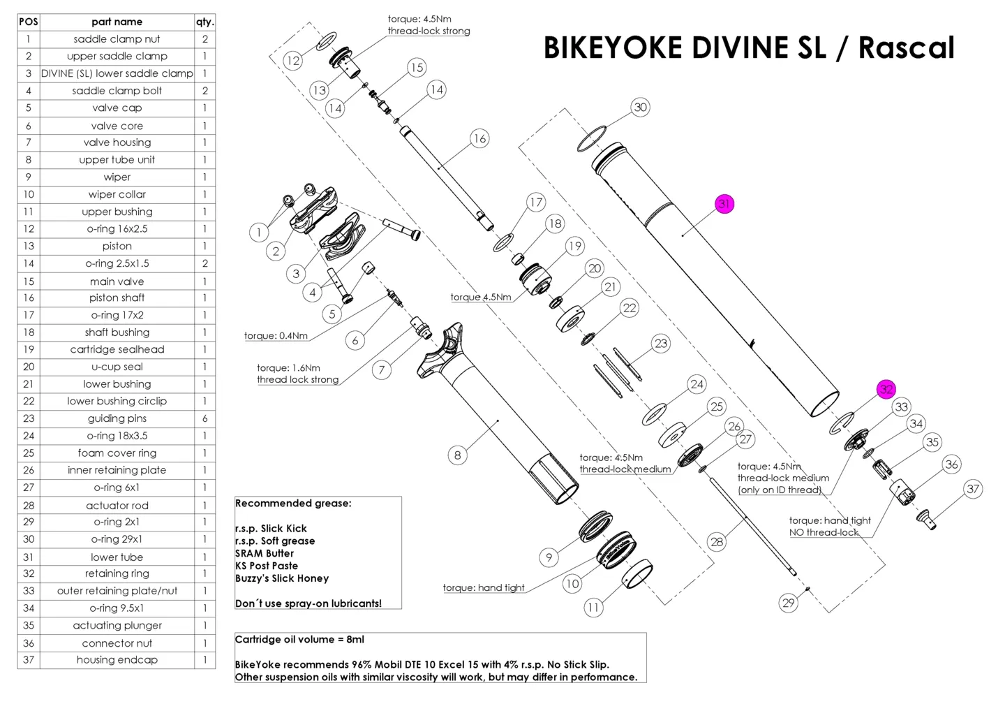 BikeYoke Divine SL Rascal Lower Unit
