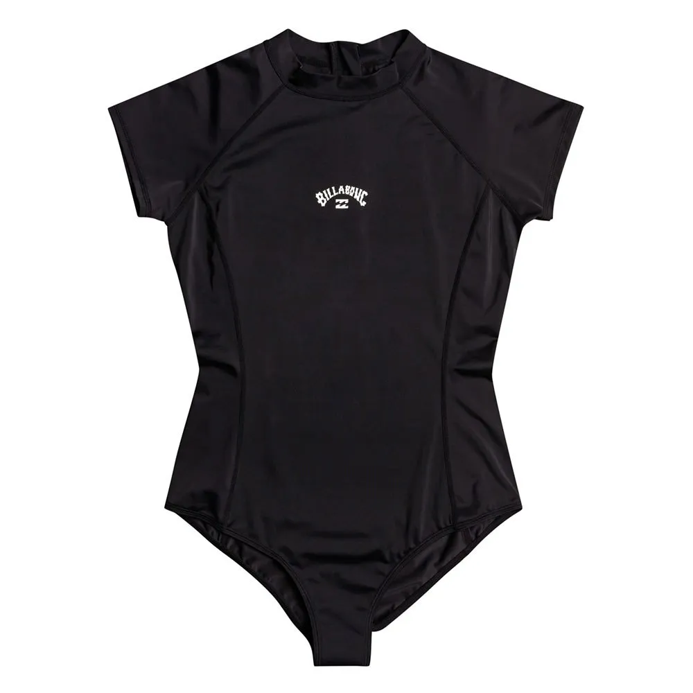 Billabong Tropic Kvinnors Korthärmade Rashguard unisex, Black pebble, M