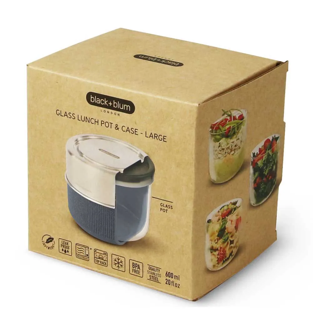 Black+blum Glass Lunch Pot 600ml Skål, Slate, One Size