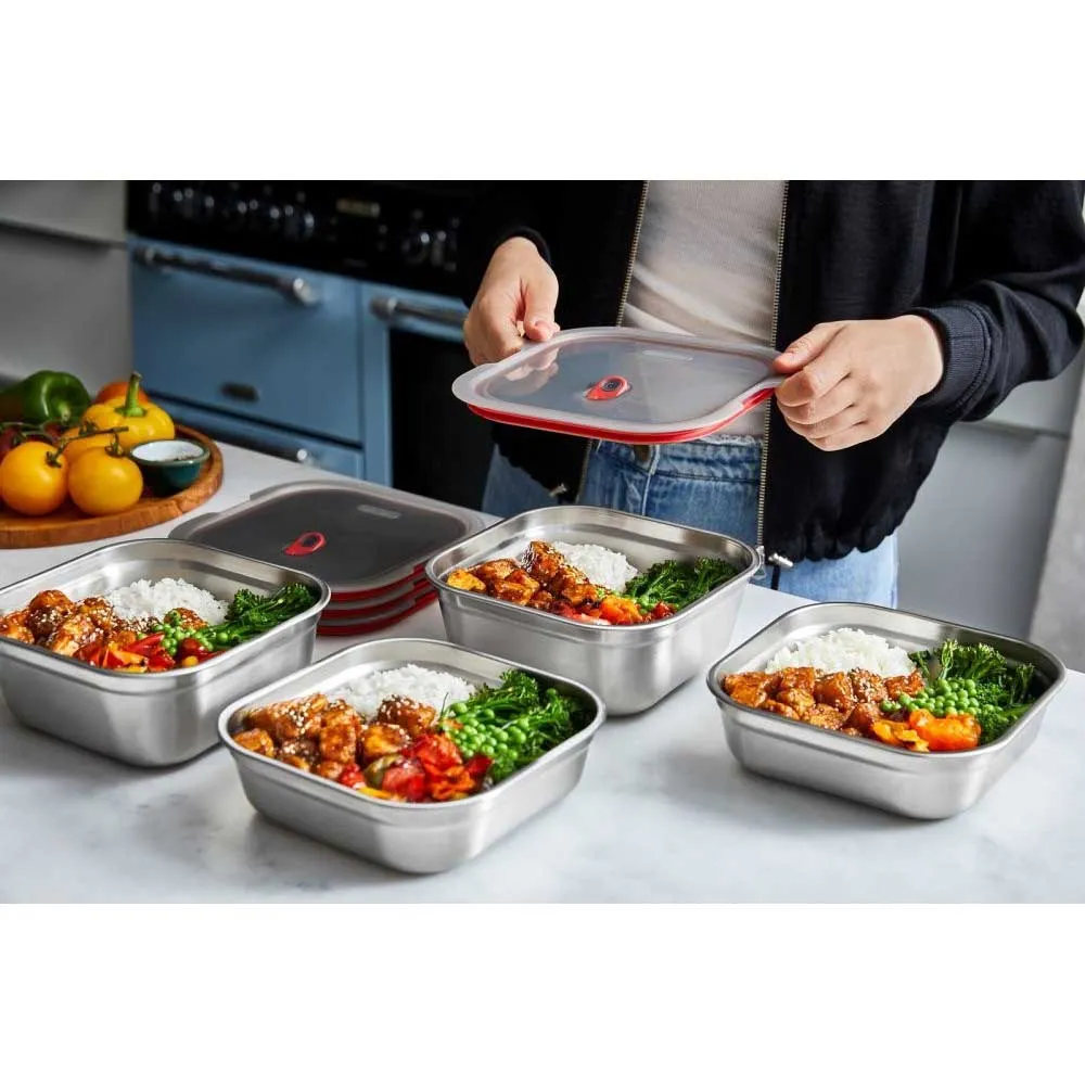 Black+blum Multi-function Square L 1.4l Lunchlåda, Grey / red, One Size