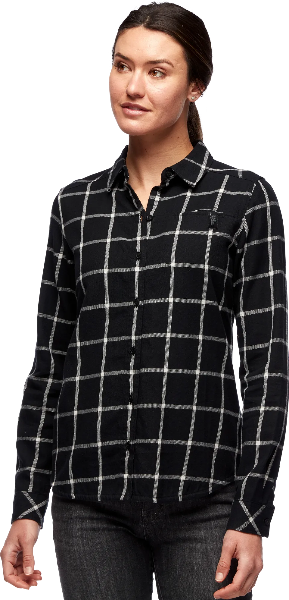 Black Diamond Women's Serenity Flanell Shirt, Black-Alloy Plaid Black Diamond Women's Serenity Flanell Shirt, Black-Alloy Plaid