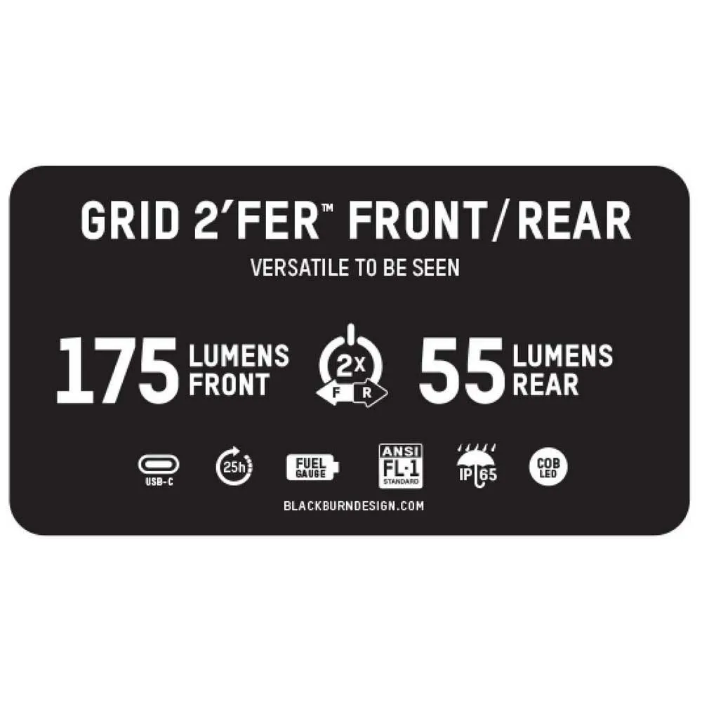 Blackburn Grid2´fer Framlampa, Black / white, 175 Lumens Blackburn Grid2´fer Framlampa, Black / white, 175 Lumens