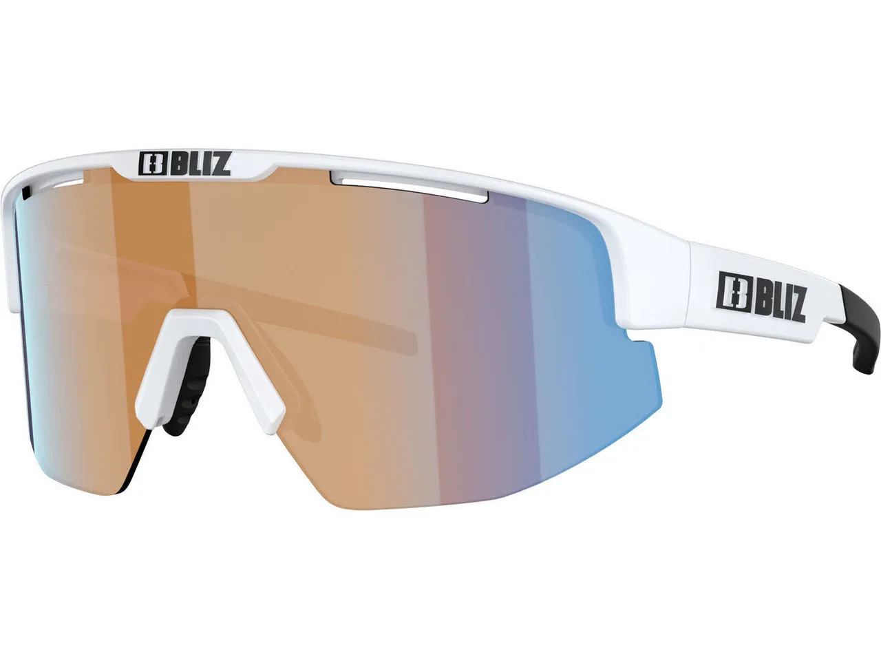 Bliz Matrix Small cykelglasögon coral/orange mirror blue lens matte white, Vit Bliz Matrix Small cykelglasögon coral/orange mirror blue lens matte white, Vit