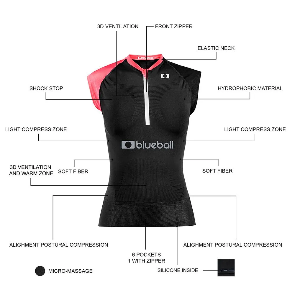 Blueball Sport Running ärmlös T-shirt, Black & pink, L