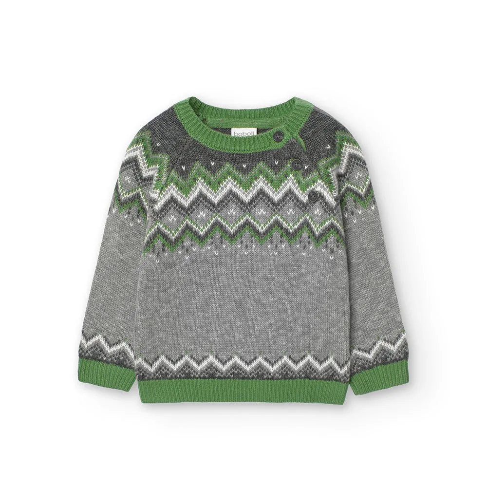 Boboli Knitwear Pullover Jacquard Tröja, Vigore gray, 4Y Boboli Knitwear Pullover Jacquard Tröja, Vigore gray, 4Y