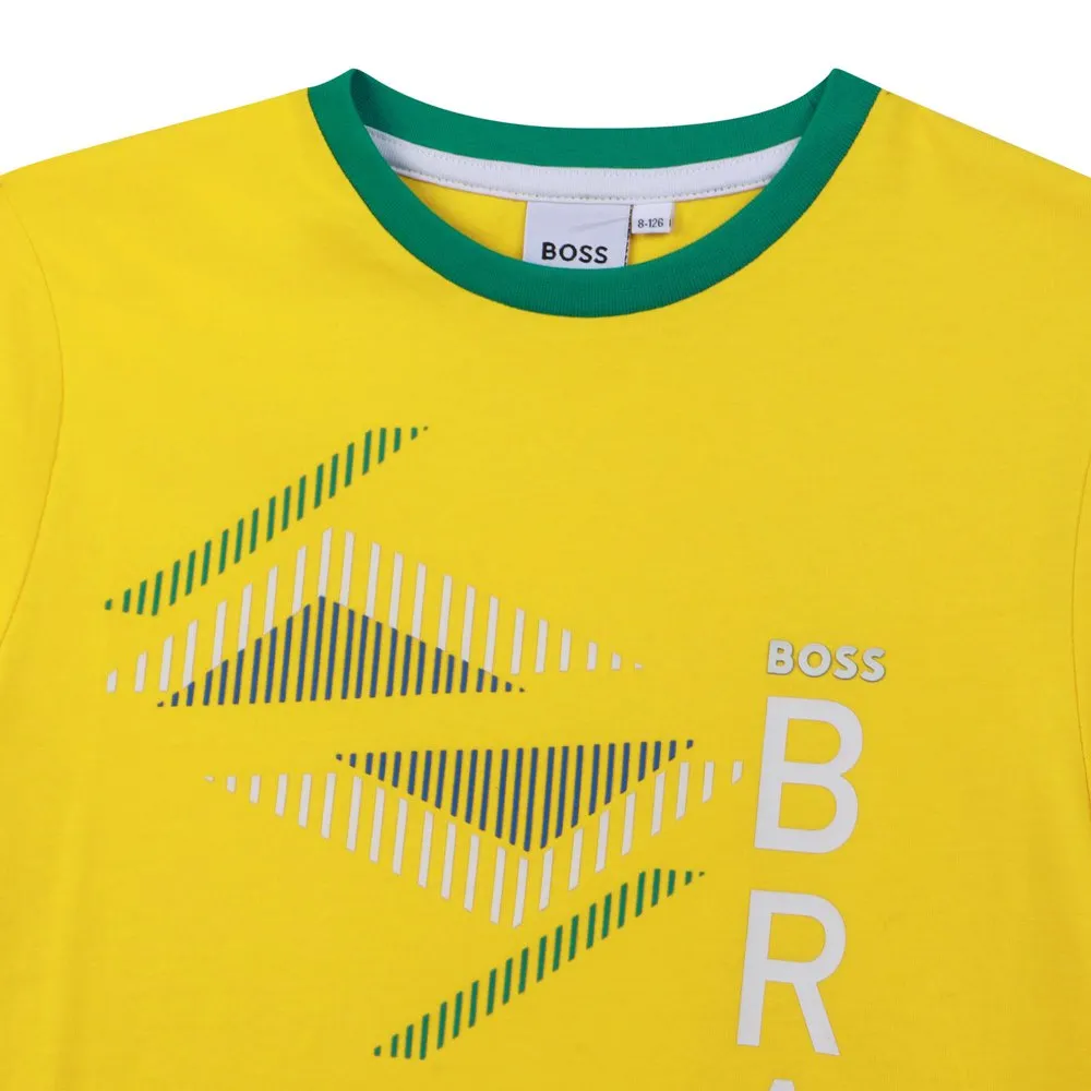 Boss J25m08 T-shirt Med Korta ärmar, Yellow, 4Y Boss J25m08 T-shirt Med Korta ärmar, Yellow, 4Y