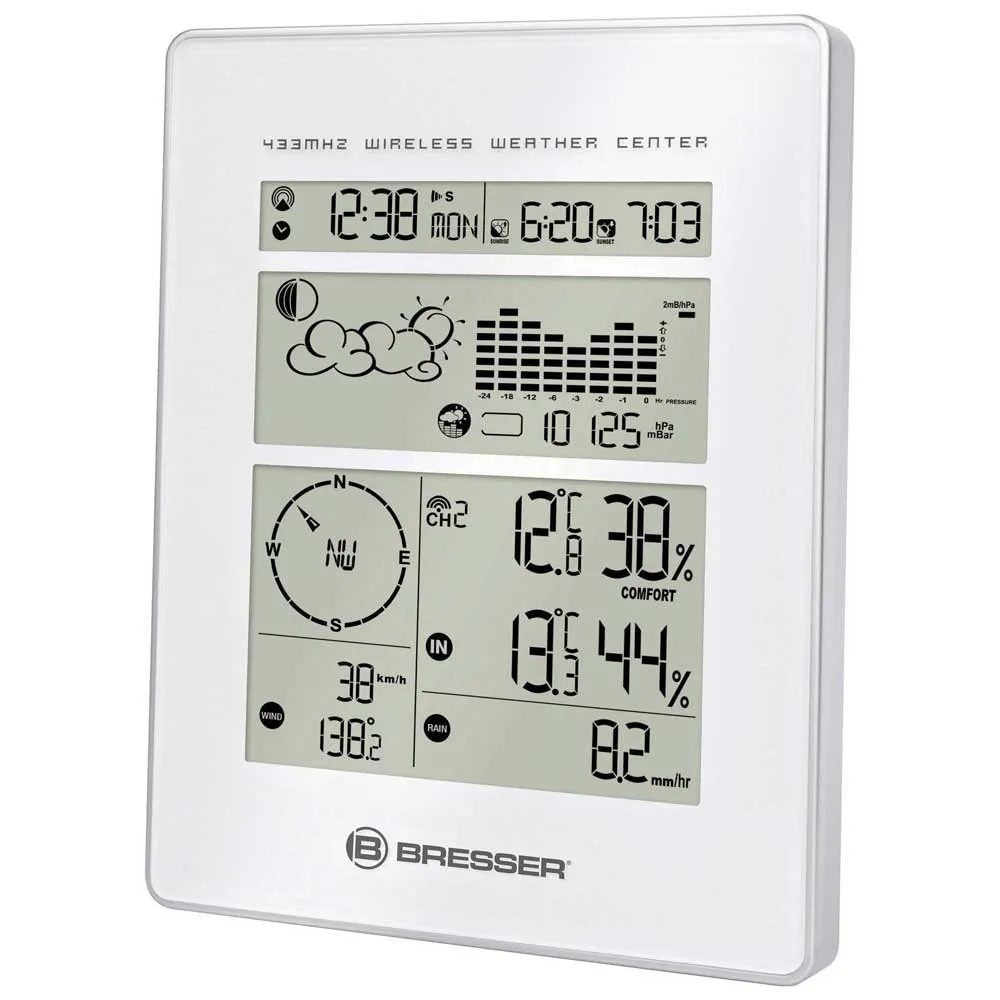 Bresser 7002500 Väderstation, Silver / white, One Size, EU Plug 220V
