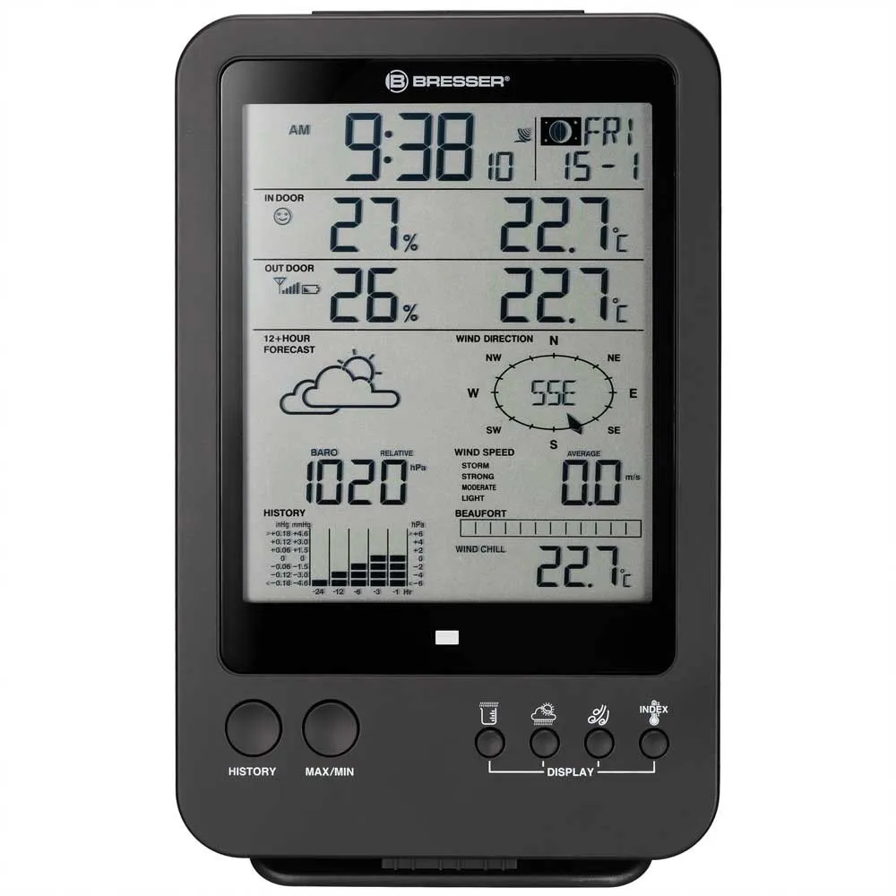 Bresser 7002510 5 Väderstation, Black / white, One Size, EU Plug 220V