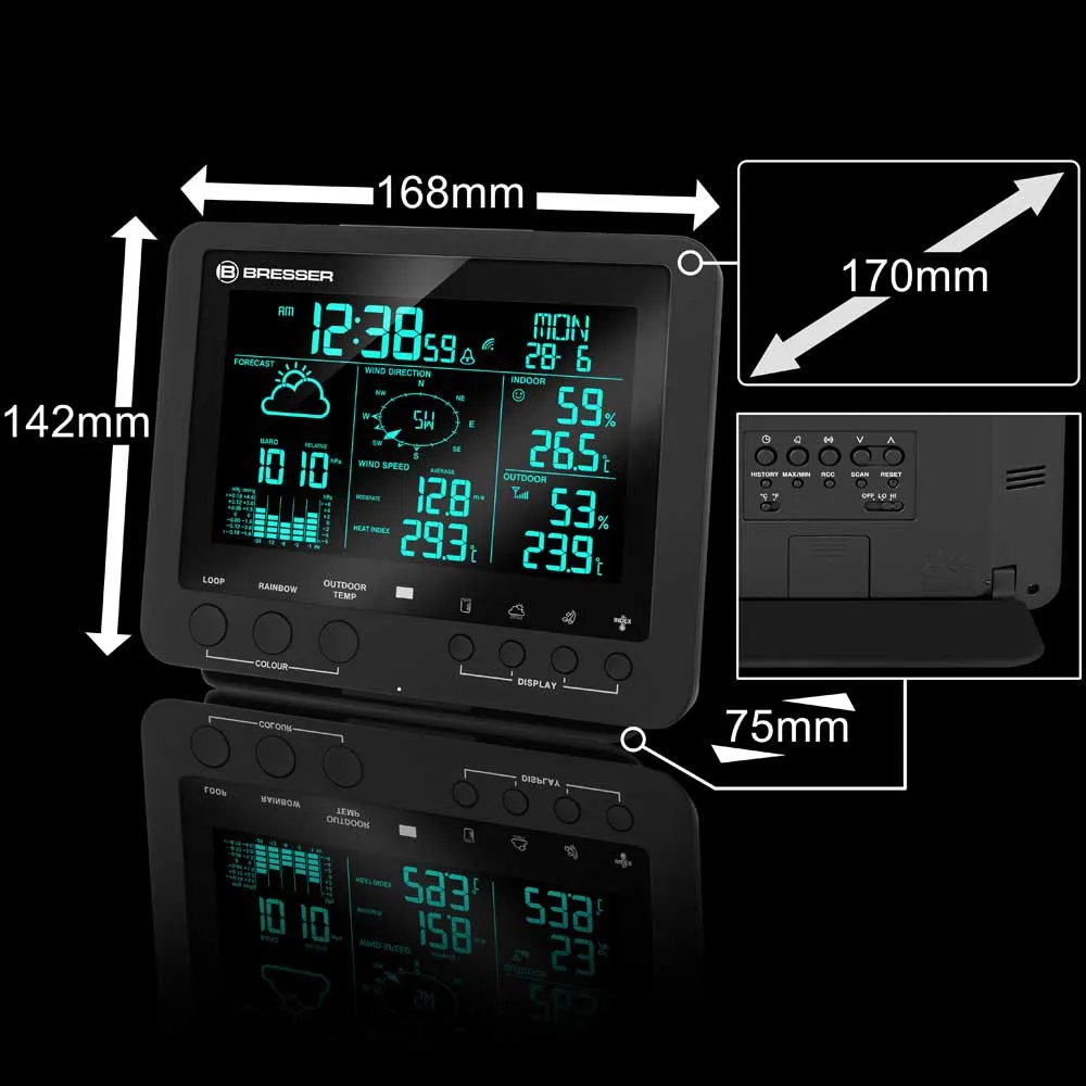Bresser 7002520 Väderstationsdisplay, Black, One Size