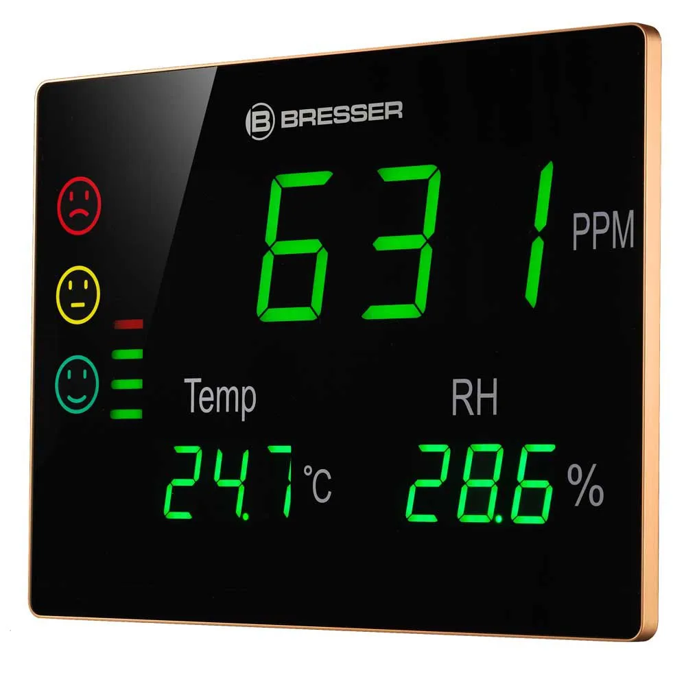 Bresser Co2-mätare Leende Trafikljus Extra Stor Led-skärm, Black / white, One Size