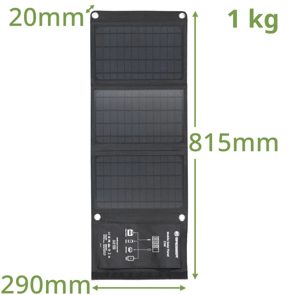 Bresser Solar Usb Dc Output Mobile 21w Laddare, Black / grey, One Size Bresser Solar Usb Dc Output Mobile 21w Laddare, Black / grey, One Size