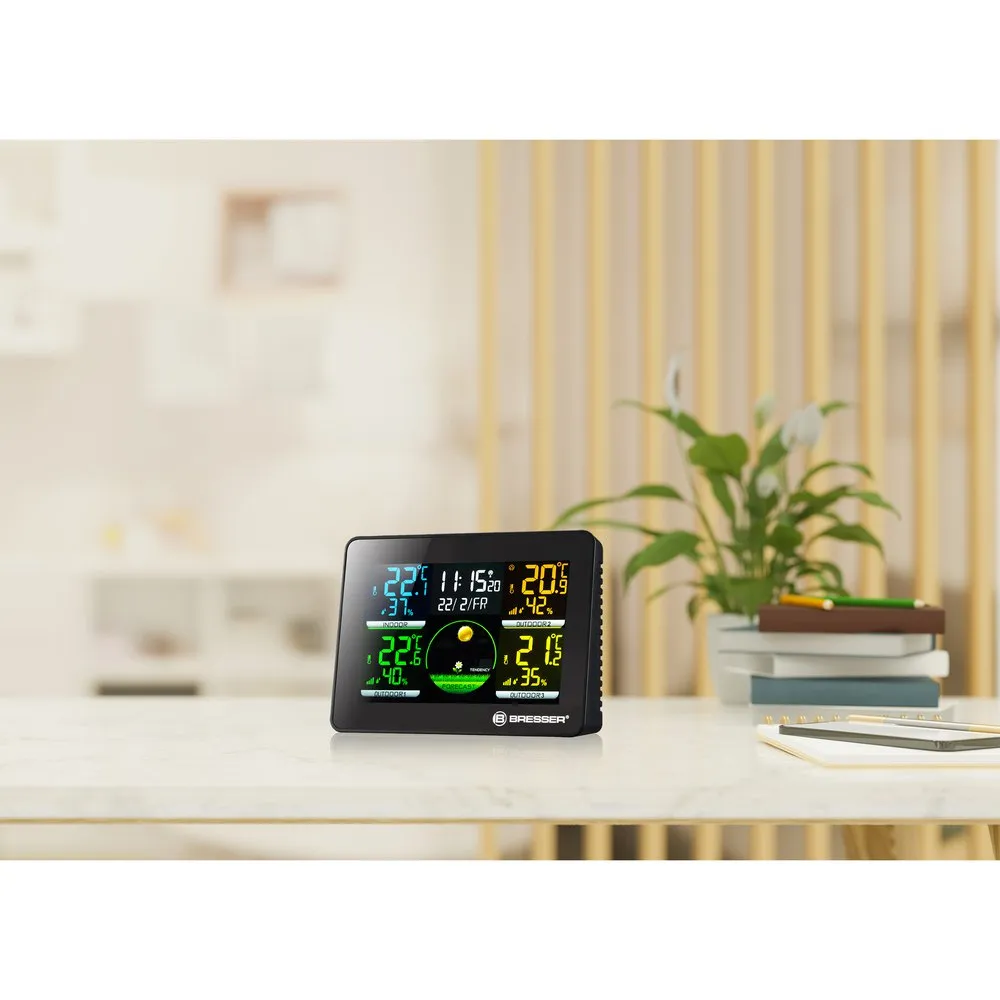 Bresser Thermo Hygro Quadro Nlx 3 Sensors Termometer Och Hygrometer, Black, One Size
