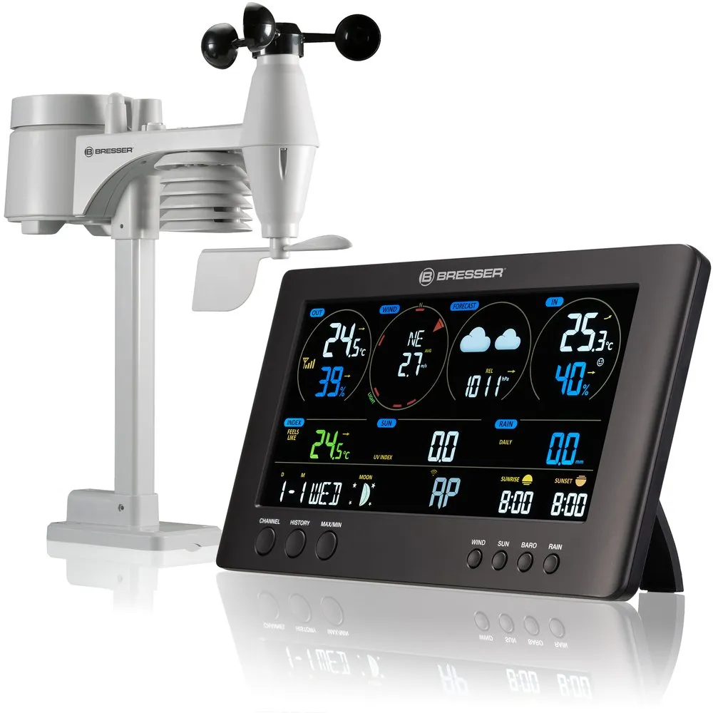 Bresser Wifi Clearview 7-in-1 Sensor Väderstation, Black / white, One Size, EU Plug 220V