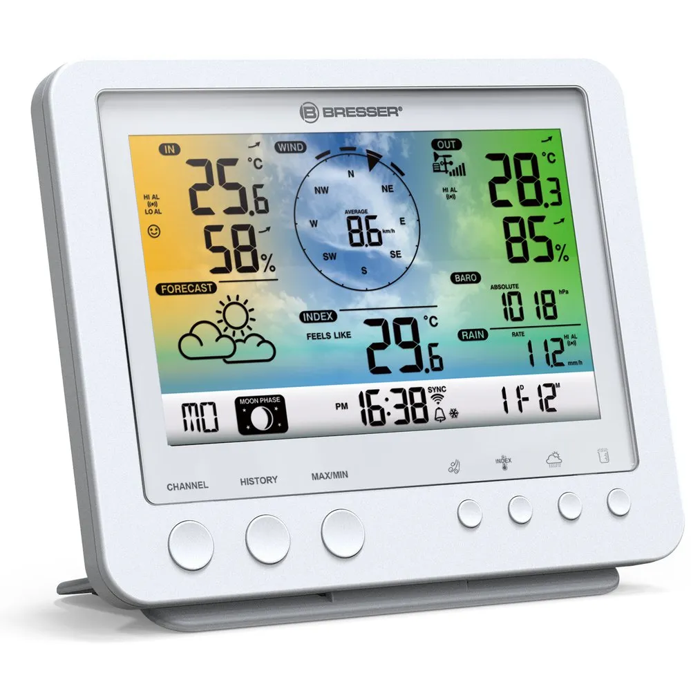 Bresser Wifi Color Weather Center 5in1 Profi Sensor Väderstation, Black / grey, One Size, EU Plug 220V