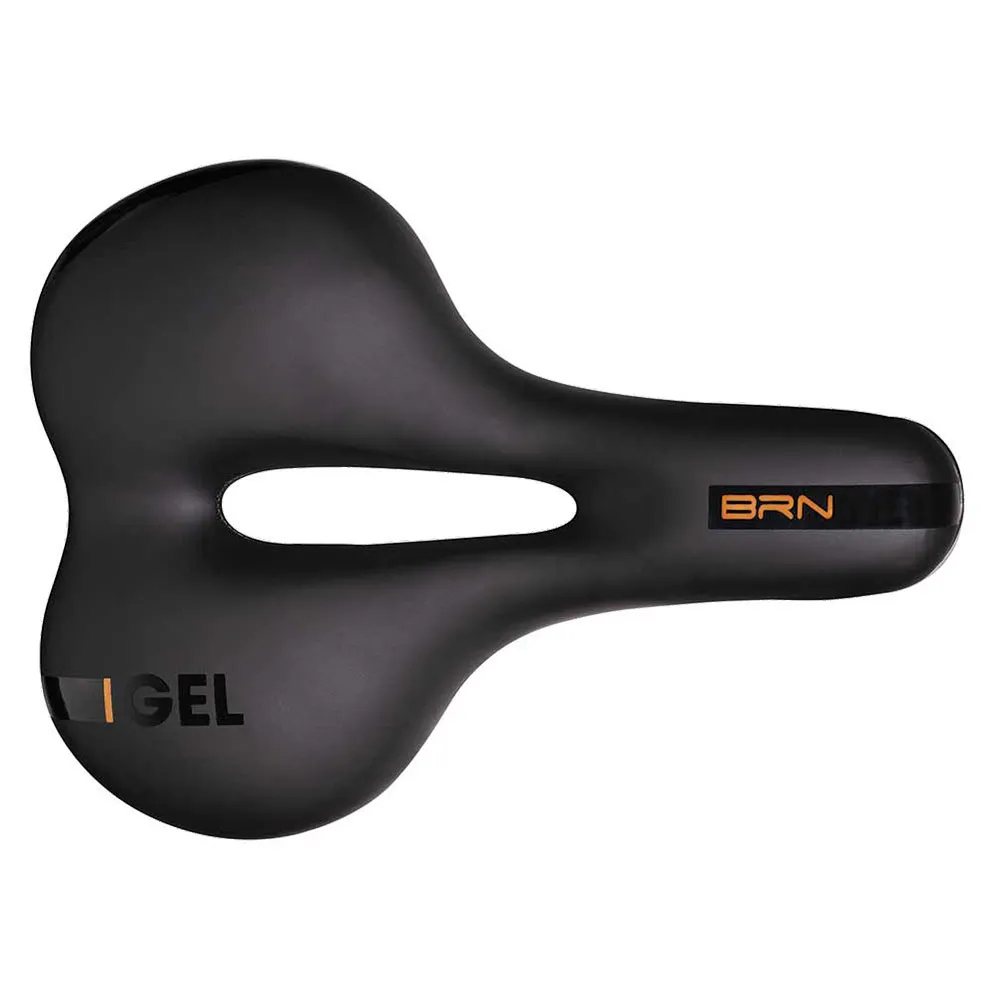 Brn Dynamic City Gel Cykelsadel, Black / orange, 185mm