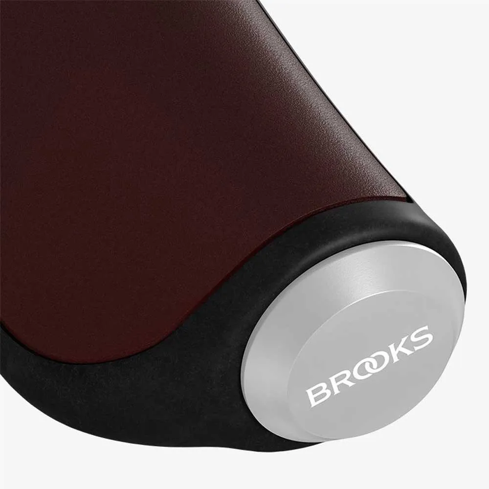 Brooks Ergonomic Leather Styrehandtag, Brown, 130 / 100mm Brooks Ergonomic Leather Styrehandtag, Brown, 130 / 100mm