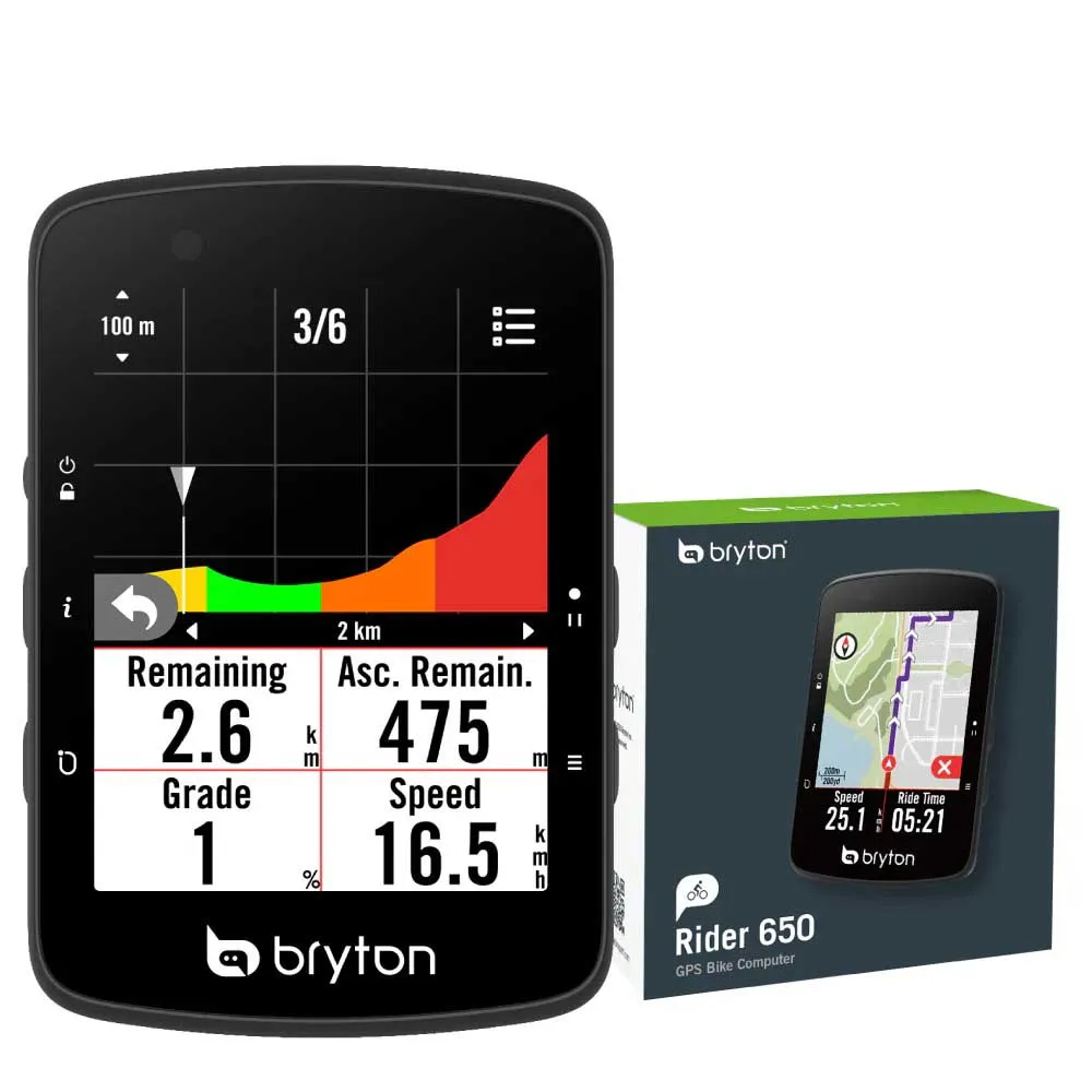 Bryton Rider 650 T Cykeldator, Black, One Size