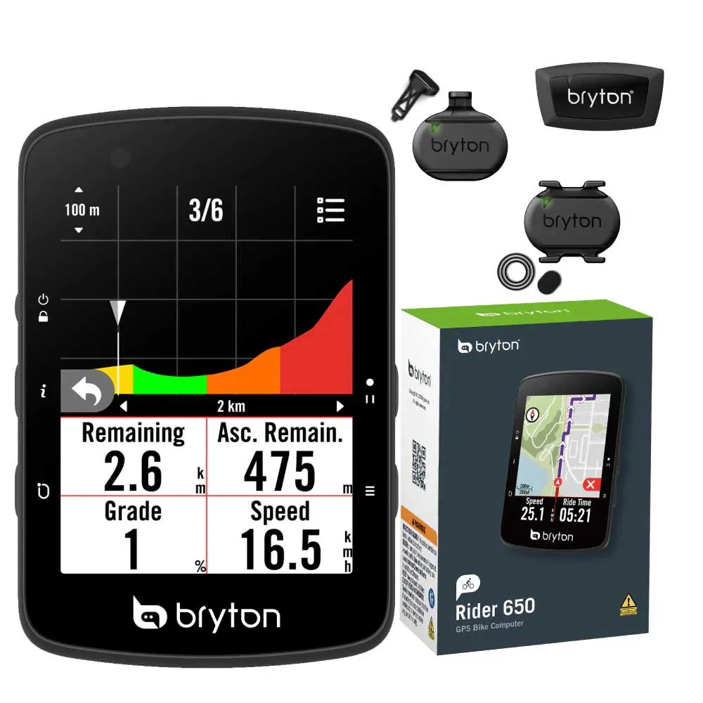 Bryton Rider 650 T Cykeldator, Black, One Size