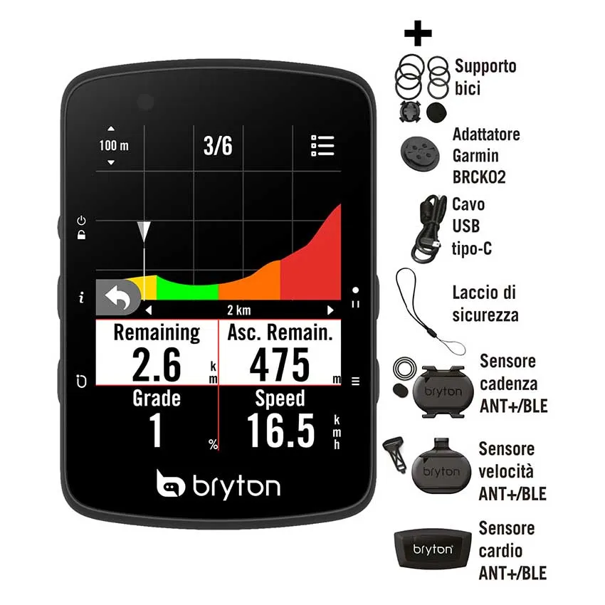 Bryton Rider 650t Dual Sensor/hrm Cykeldator, Black, One Size