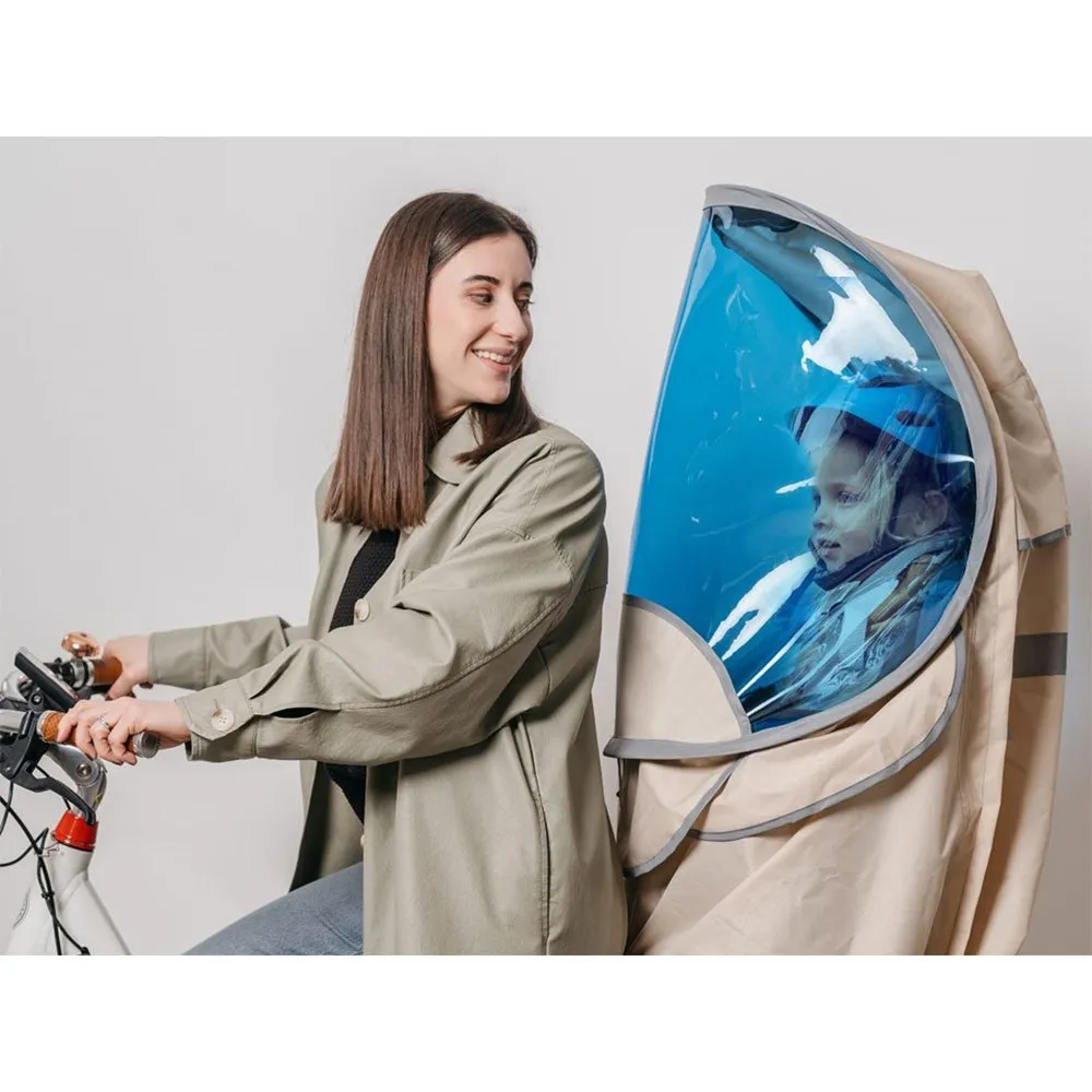 BUB-UP Solskydd Och Regnskydd För Barncykelsäten, Blue / white, One Size