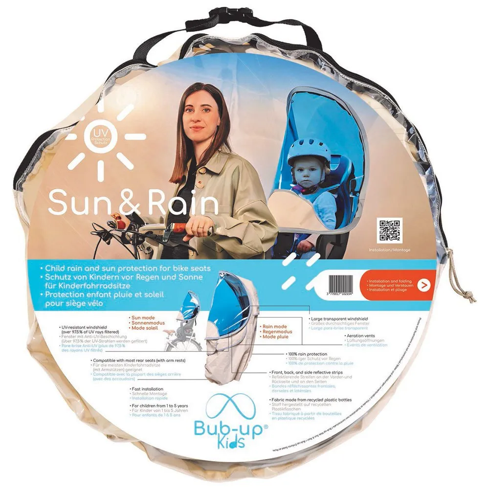 BUB-UP Solskydd Och Regnskydd För Barncykelsäten, Blue / white, One Size