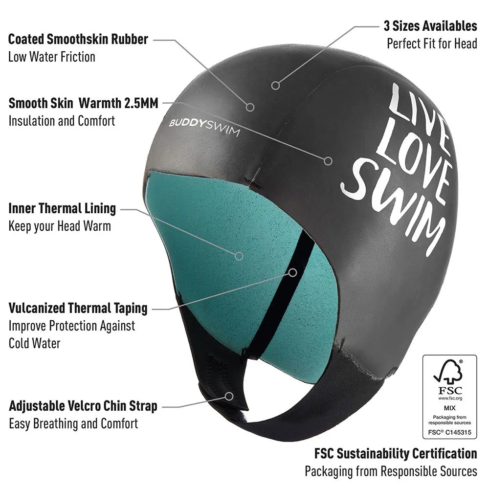 Buddyswim Smooth Skiin 2.5 Mm Neoprenmössa unisex