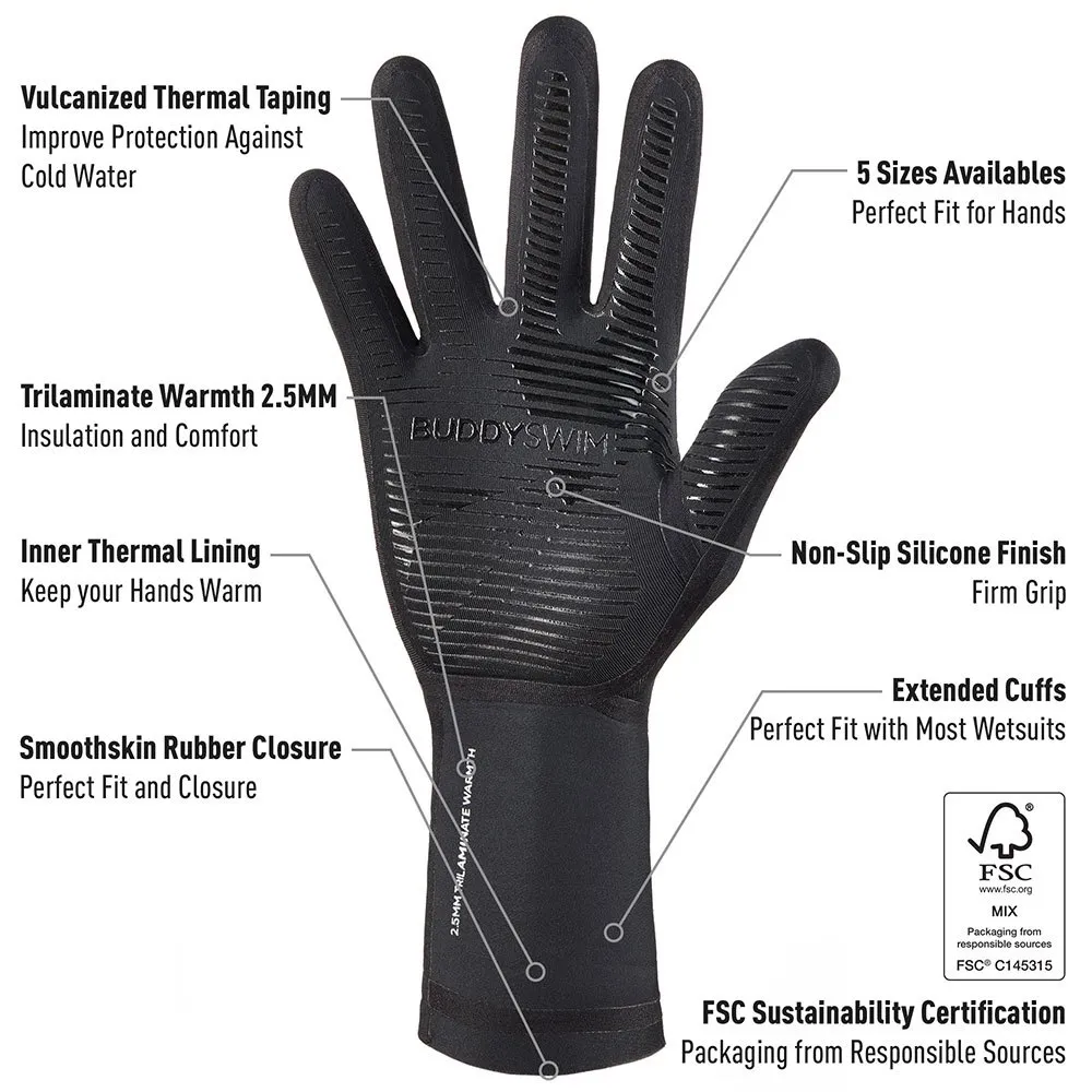 Buddyswim Trilaminate Warmth 2.5 Mm Neoprenhandskar unisex