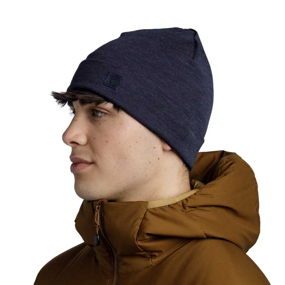 Buff Merino Heavyweight Mössa, Indigo