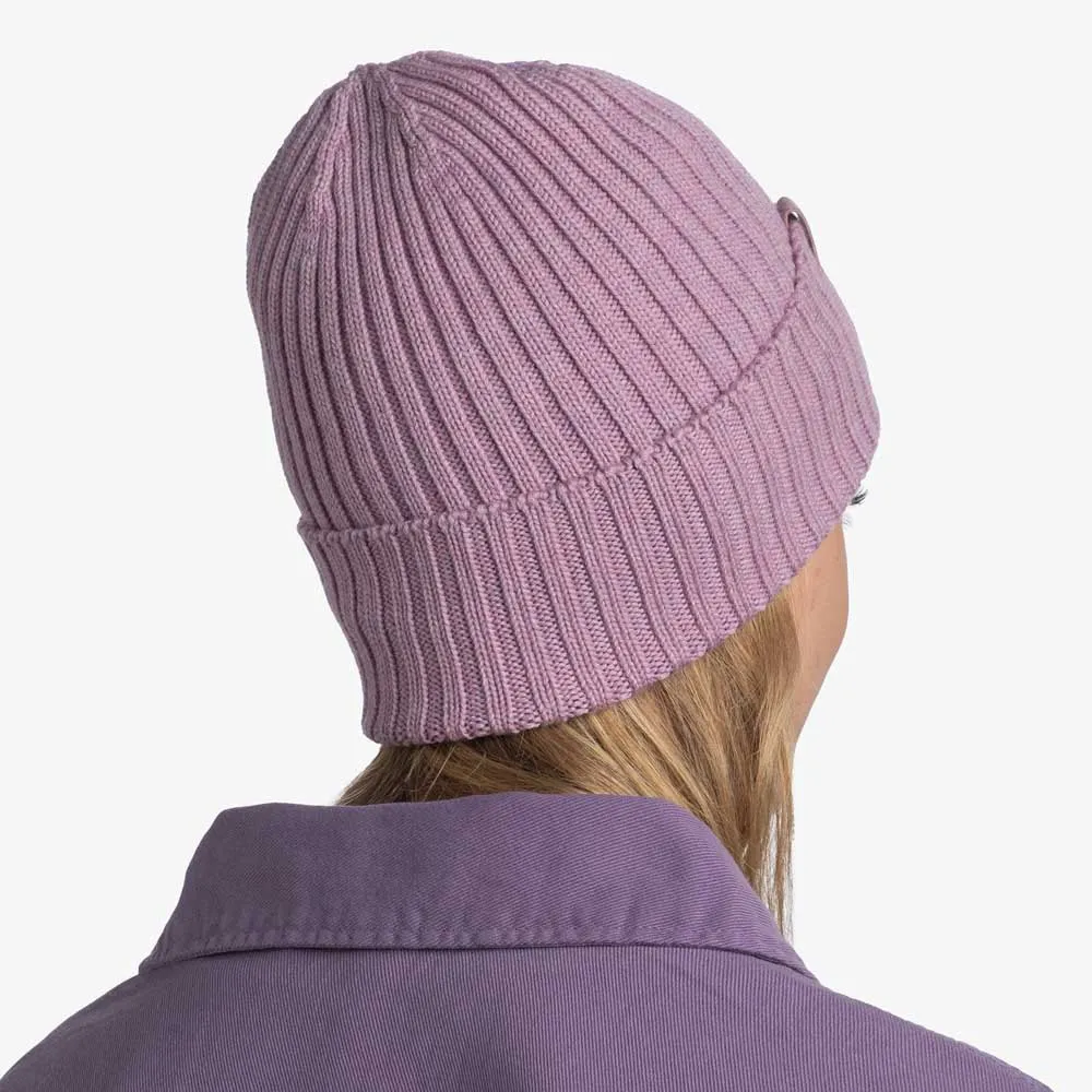Buff Merino Wool Knit Mössa, Norval pansy
