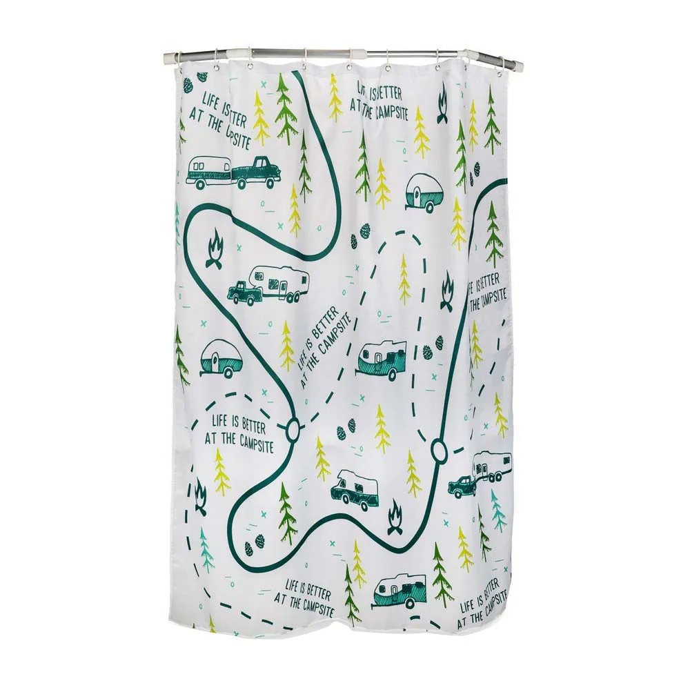 Camco Duschdraperi, White / map design, 172.72 x 137.16cm
