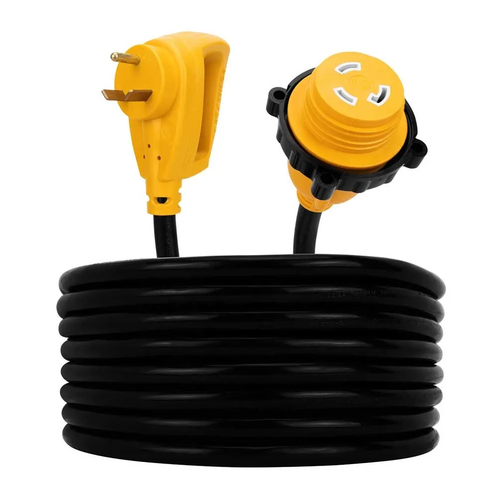 Camco Powergrip Låsadapter 7.6 M, Yellow / black, 30A Kvinnlig/30A Manlig