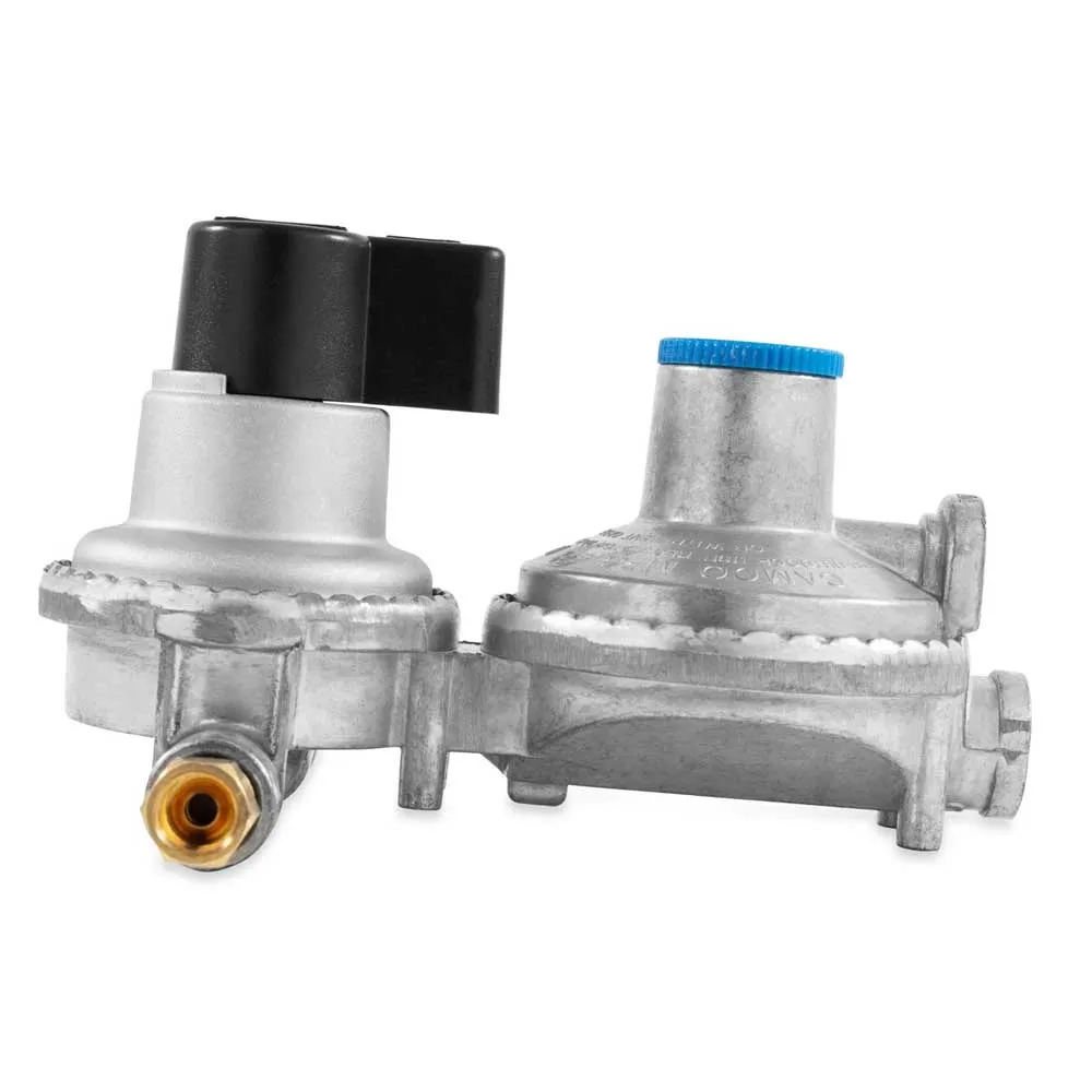 Camco Tvåstegs Propanregulator Med Automatisk Omkoppling, Grey, 1/4"