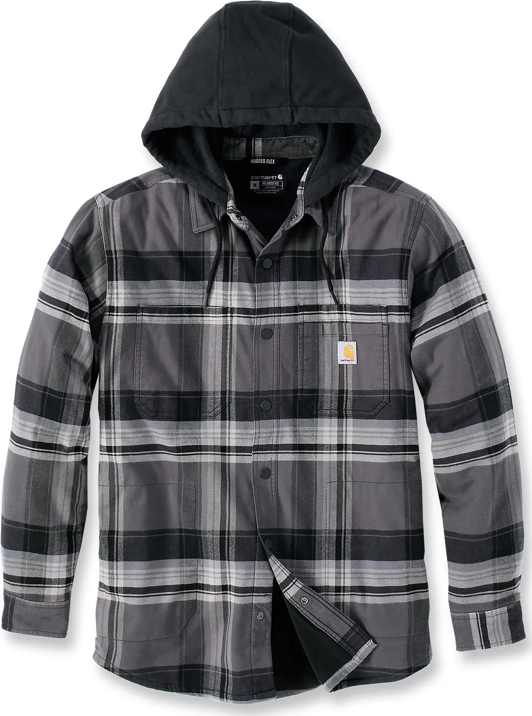 Carhartt Men's Flannel Fleece Lined Hooded Shirt Jacket