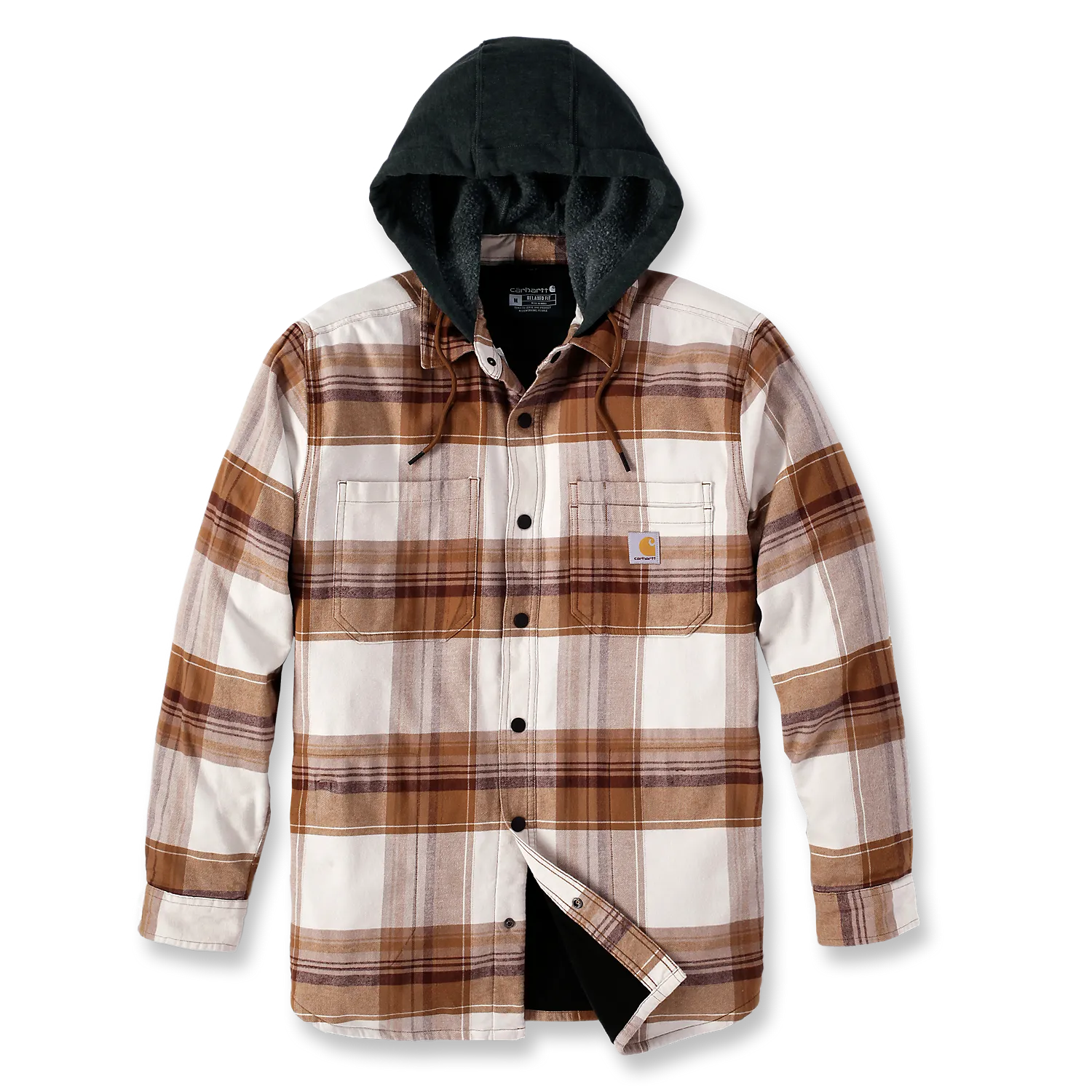 Carhartt Men's Flannel Fleece Lined Hooded Shirt Jacket