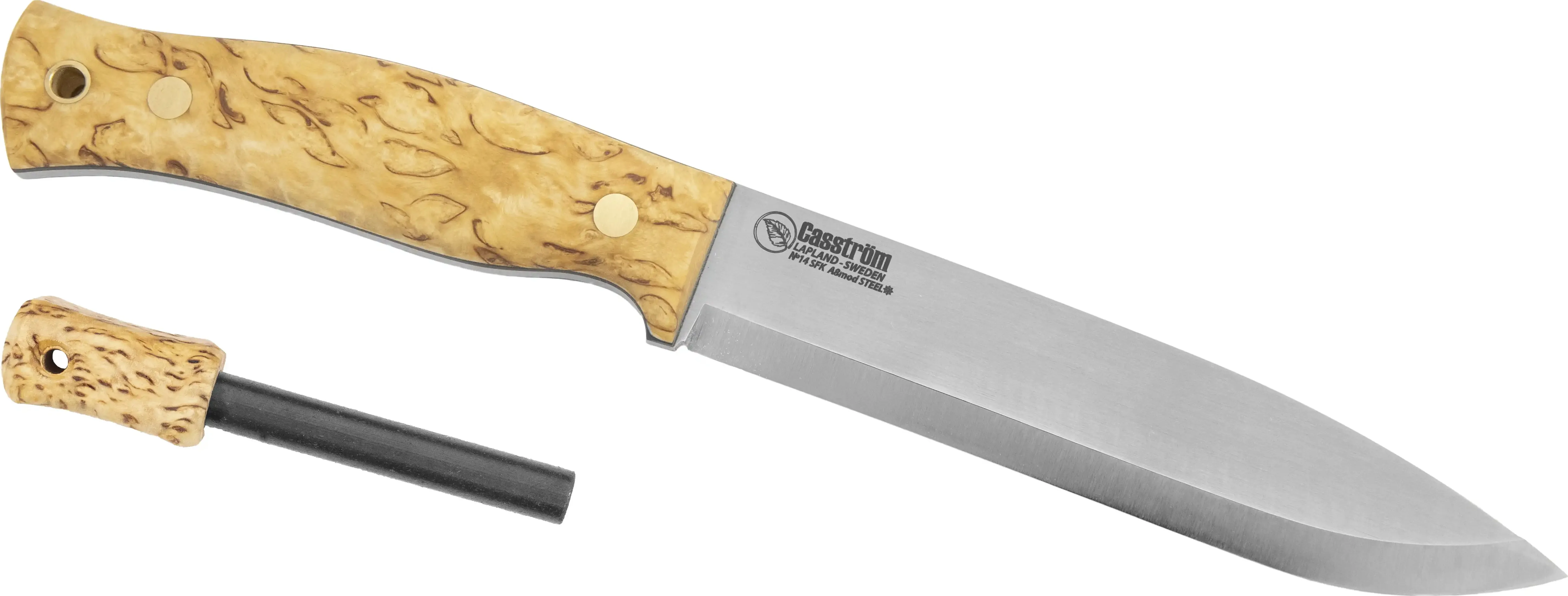 Casström No.14 Swedish Forest Knife with Fire Steel, Curly Birch, One Size