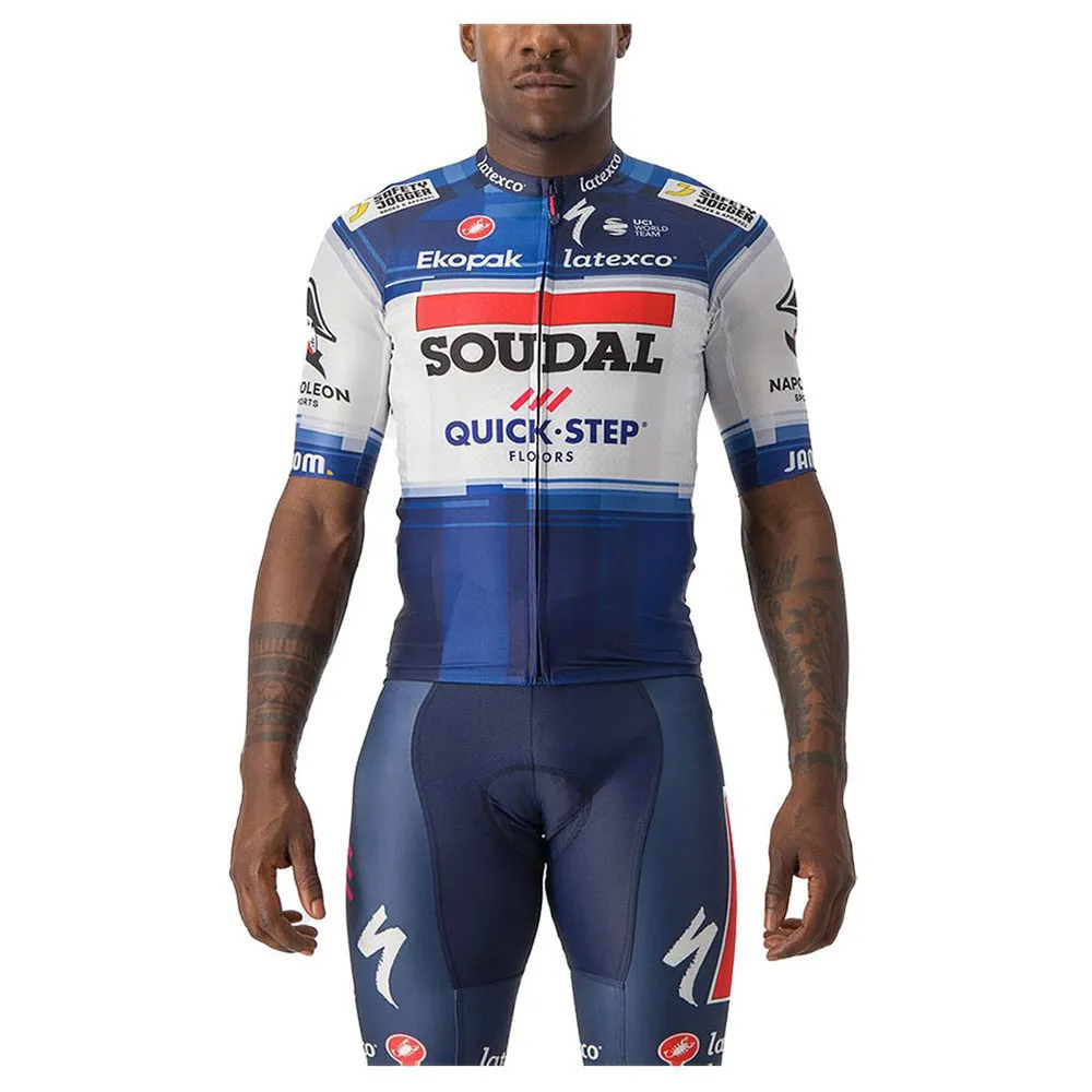 Castelli Aero Race 6.1 Soudal Quick-step 2023 Korta ärmar Cykeltröja, Dark blue / white