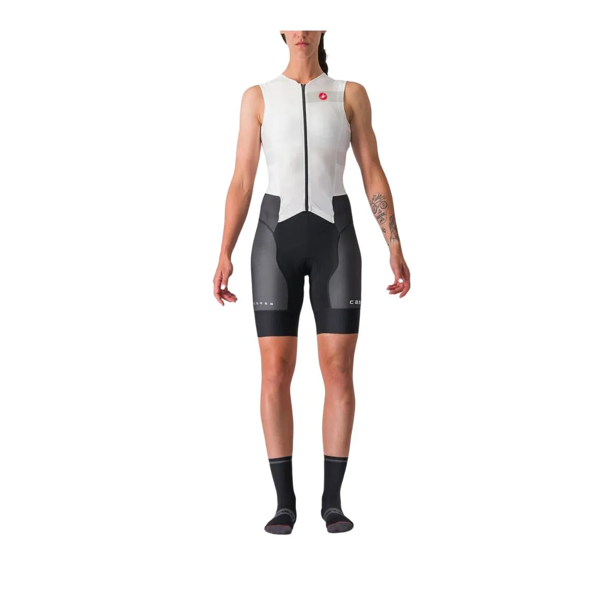 Castelli Sleeveless Free Sanremo Tri Suit, White Black Castelli Sleeveless Free Sanremo Tri Suit, White Black