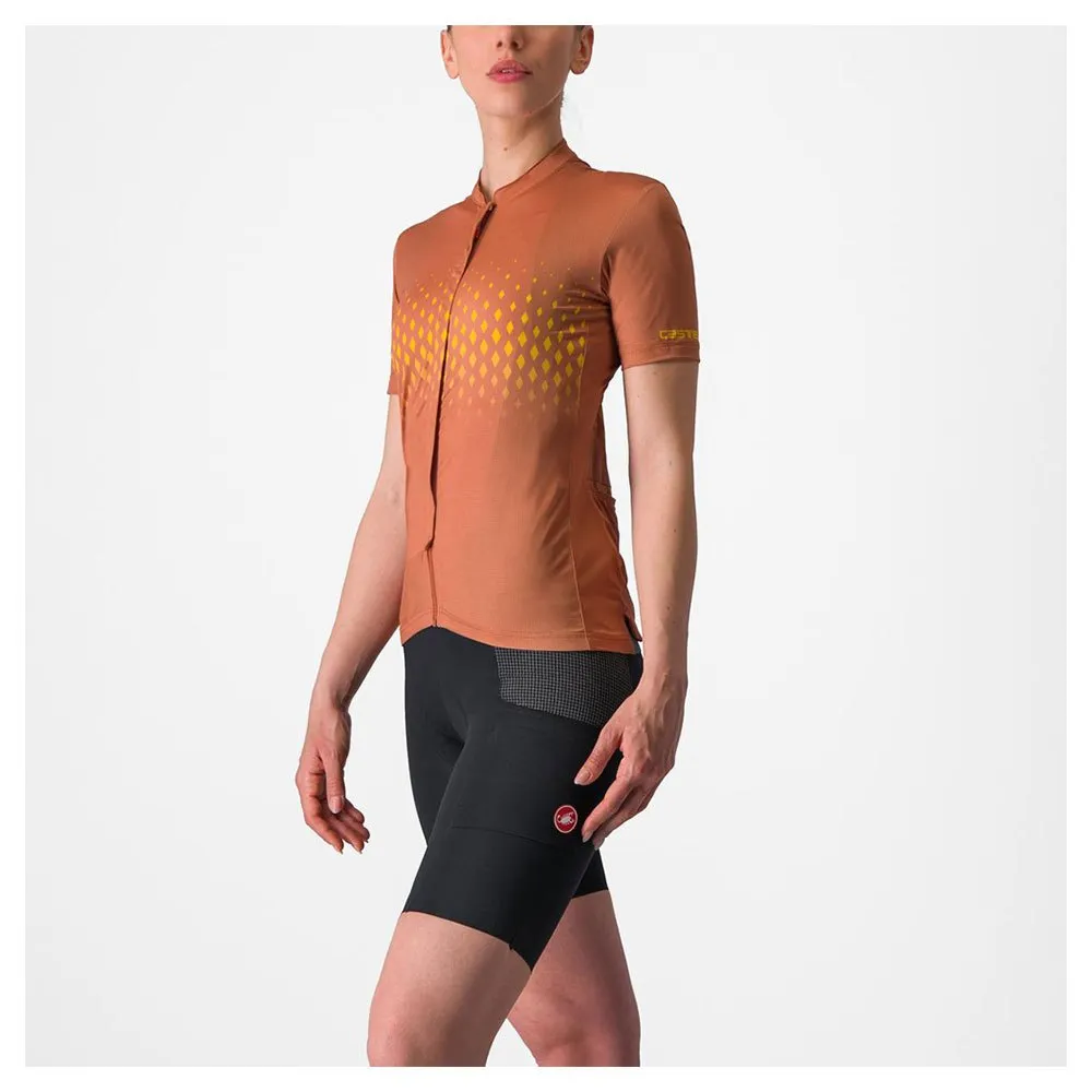 Castelli Unilimited Sentiero Korta ärmar Cykeltröja, Mocha / goldenrod, S