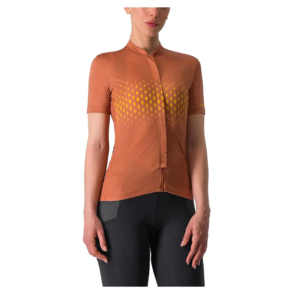 Castelli Unilimited Sentiero Korta ärmar Cykeltröja, Mocha / goldenrod, S