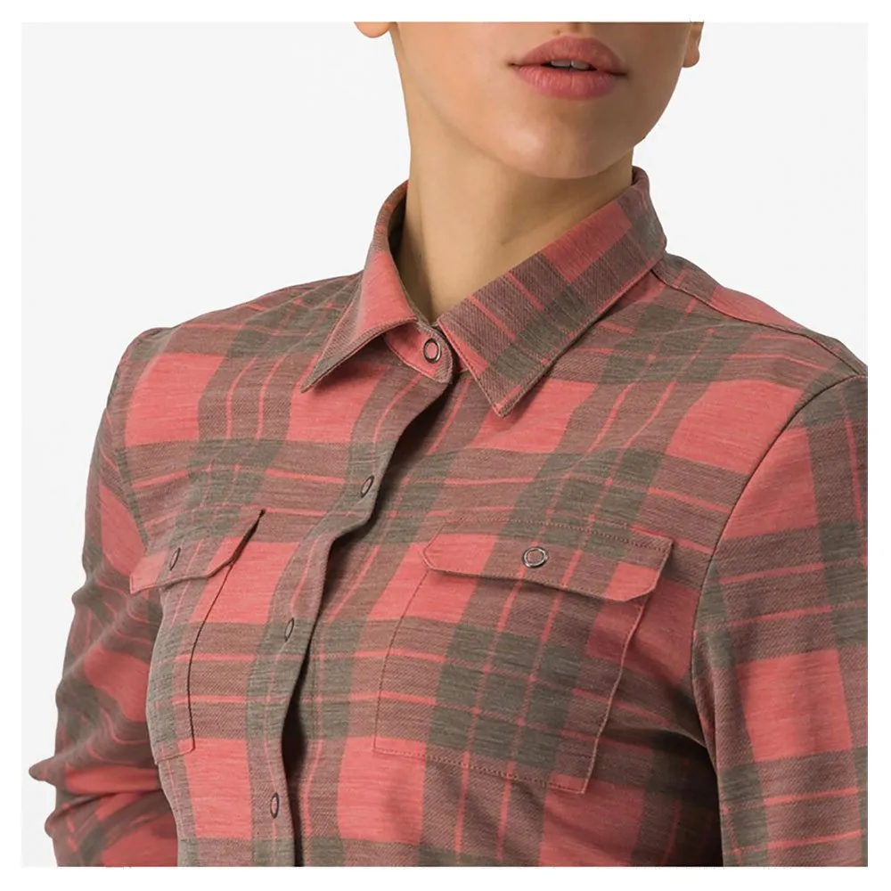 Castelli Unlimitd Flannel Skjorta Med Långa ärmar, Mineral red / tarmac, S