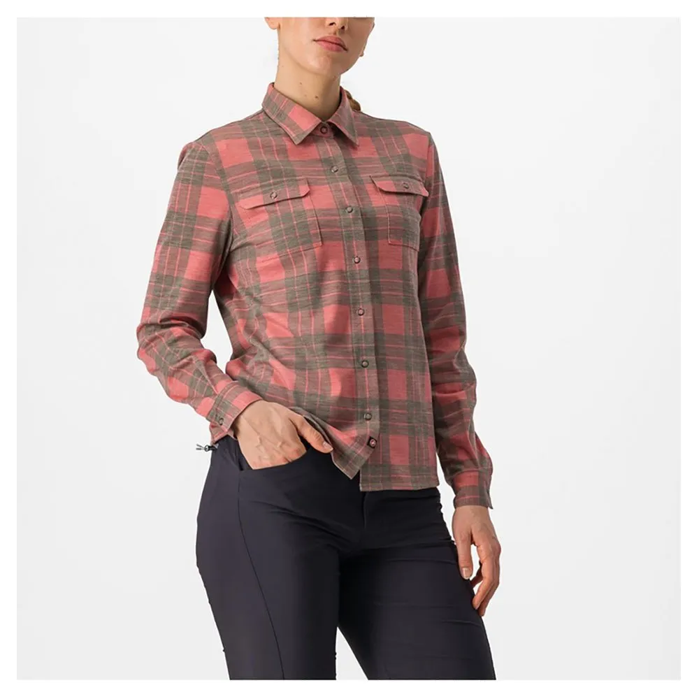 Castelli Unlimitd Flannel Skjorta Med Långa ärmar, Mineral red / tarmac, S