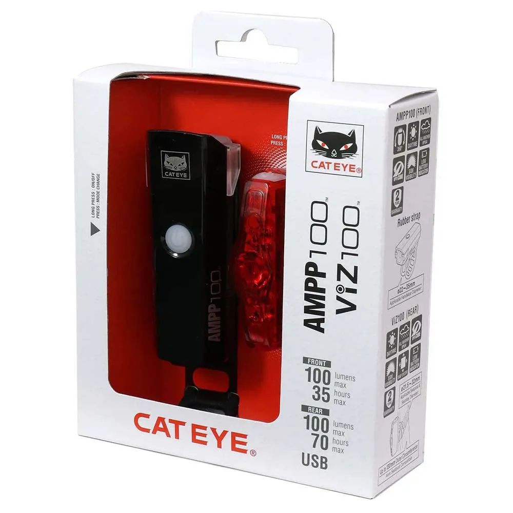 CatEye Ampp100+viz150 Cykellampset, Black, One Size CatEye Ampp100+viz150 Cykellampset, Black, One Size