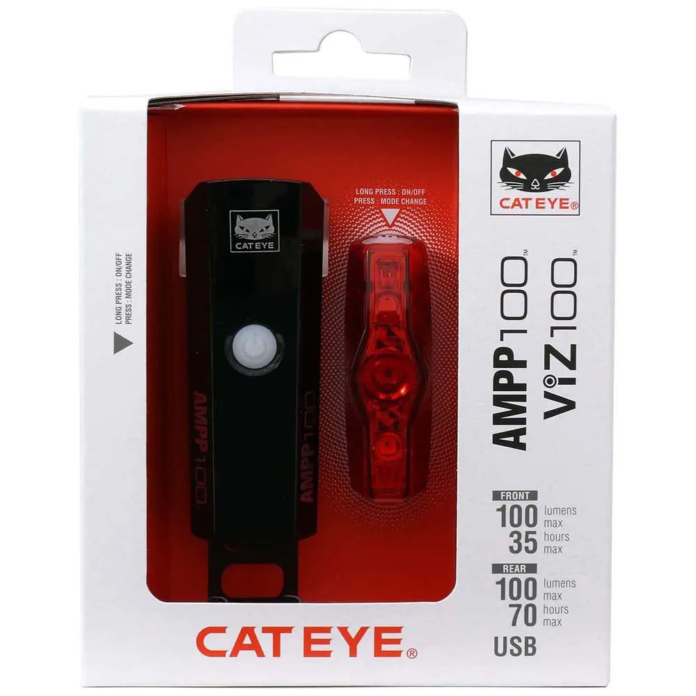 CatEye Ampp100+viz150 Cykellampset, Black, One Size CatEye Ampp100+viz150 Cykellampset, Black, One Size