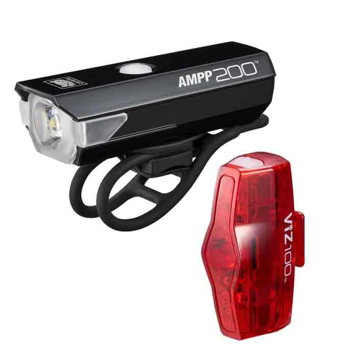 CatEye Ampp200 + Viz100 Cykellampset, Black, 200/100 Lumens CatEye Ampp200 + Viz100 Cykellampset, Black, 200/100 Lumens