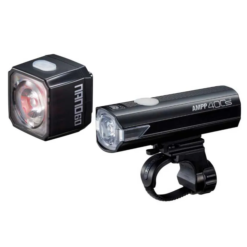 CatEye Ampp400s + Nano60 Cykellampset, Black, 400/60 Lumens CatEye Ampp400s + Nano60 Cykellampset, Black, 400/60 Lumens