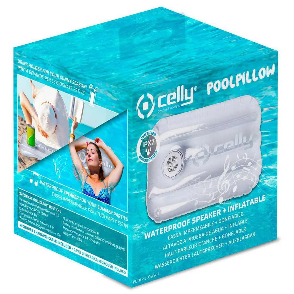 Celly Poolpillow Wp-högtalare + Uppblåsbar unisex, White, One Size Celly Poolpillow Wp-högtalare + Uppblåsbar unisex, White, One Size