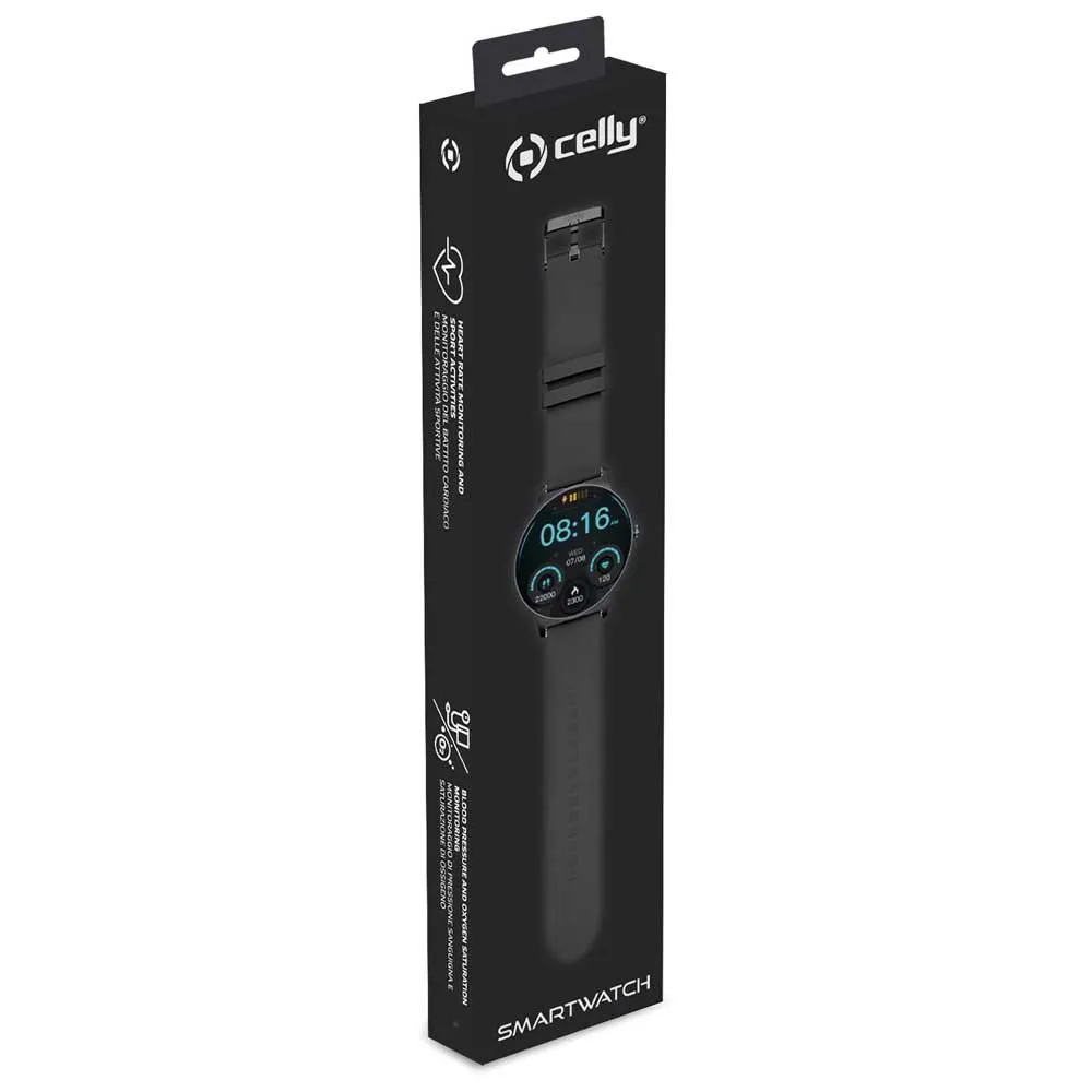Celly Train Round 2 Smartklocka, Black