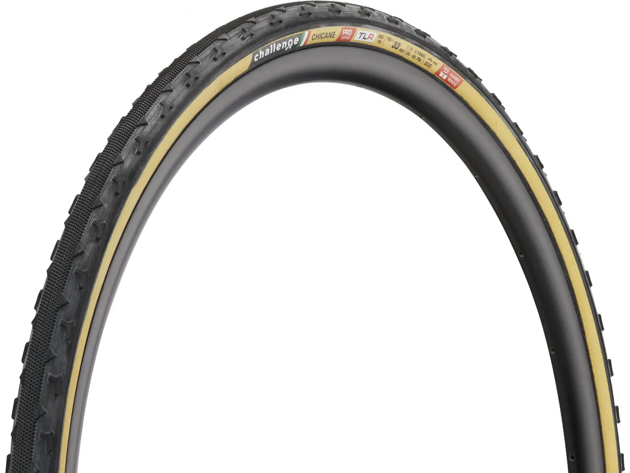 Challenge Chicane Pro Handmade TLR 28" Faltreifen, Black / Brown, 700C x 33 Challenge Chicane Pro Handmade TLR 28" Faltreifen, Black / Brown, 700C x 33