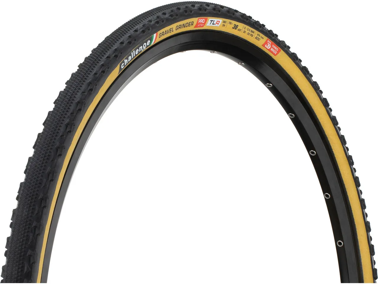 Challenge Gravel Grinder Pro Handmade TLR 28" Faltreifen, Black / Tan, 700C x 36 Challenge Gravel Grinder Pro Handmade TLR 28" Faltreifen, Black / Tan, 700C x 36